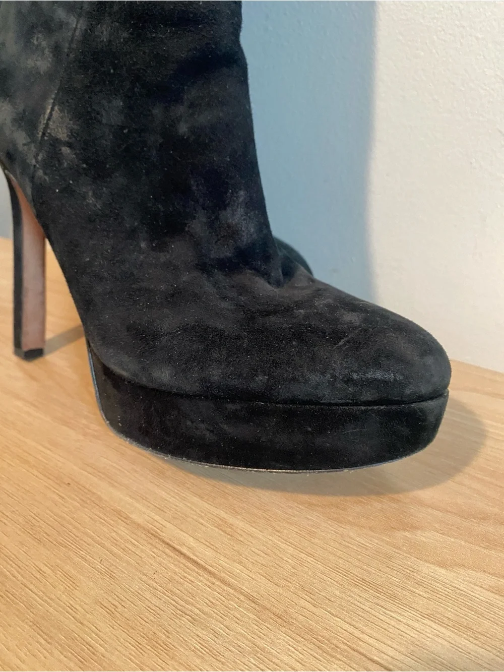 Veronica Beard Black Knee-High Platform Stiletto Boots 7.5